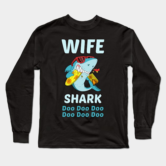 Family Shark 1 WIFE Long Sleeve T-Shirt by blakelan128